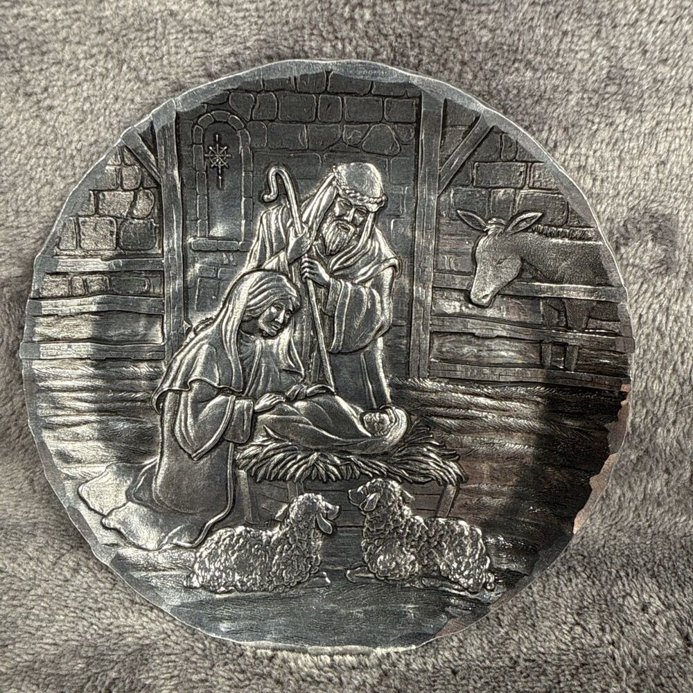 Wendell August Forge Nativity Scene 4-1/2" Plate Coaster Hand Forged Aluminum